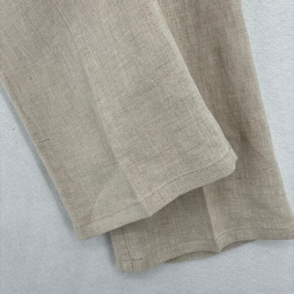 Vivid 100% Linen High Rise Trouser Pants Straight Leg Beige Women's Size 4 - Picture 5 of 12